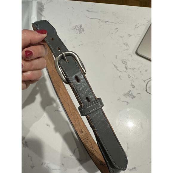 Dundee Vintage Gray Leather Chainstitch Western Belt, EUC - Picture 4 of 4